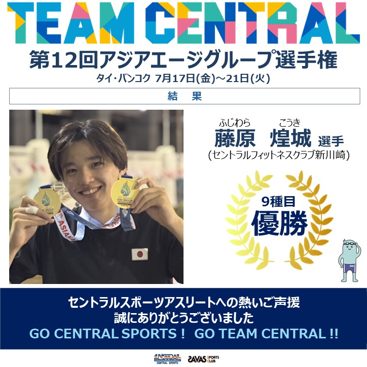 ＜競泳＞第12回アジアエージグループ選手権　結果報告