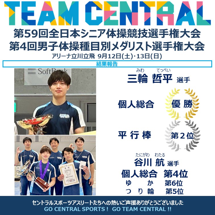 ＜体操＞第59回全日本シニア体操競技選手権大会・第4回男子体操種目別メダリスト選手権大会の結果